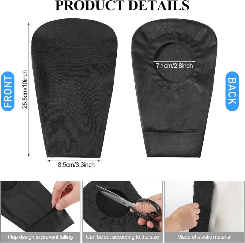 Jutom 4 Pcs Black Ostomy Bag Cover Ostomy Pouch Cover Odor Control Stretchy Bag Washable Pouch Liner for Women Men Lightweight Care Protector Protective(2.8 Inch Diameter) - Image 2